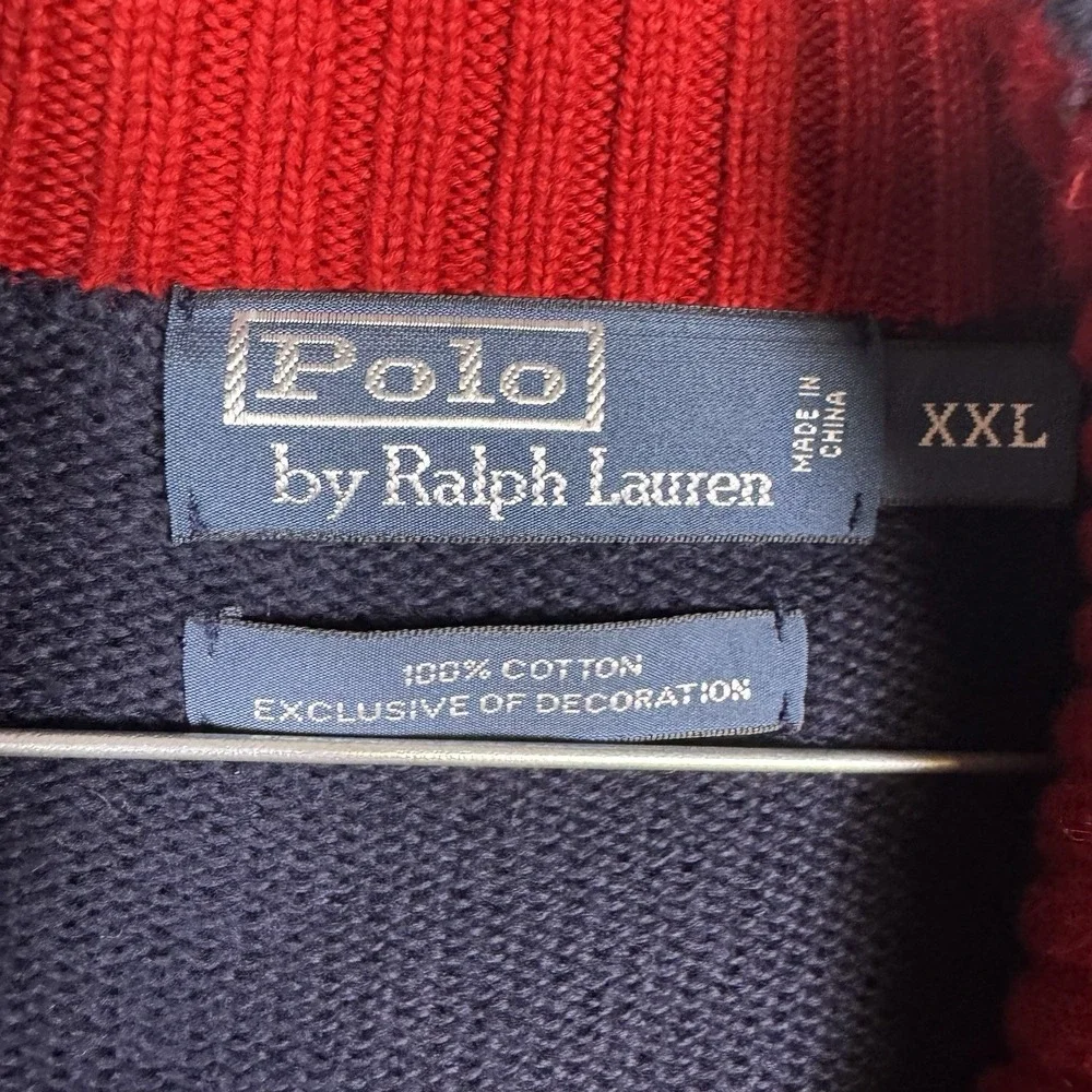 Ralph Lauren Sweater Mens 2XL XXL Vintage Polo Rugby Track Knit Pullover Jumper